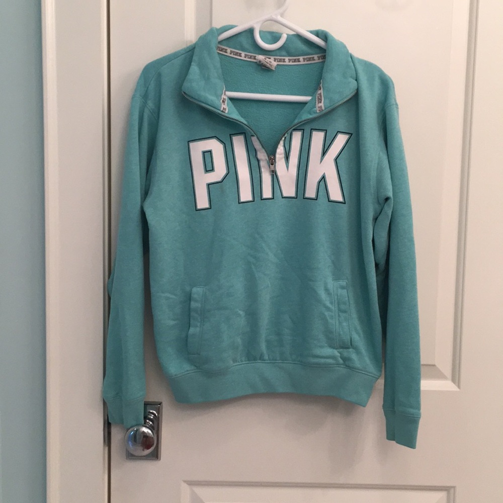 VS PINK Teal Quarter Zip Sweatshirt